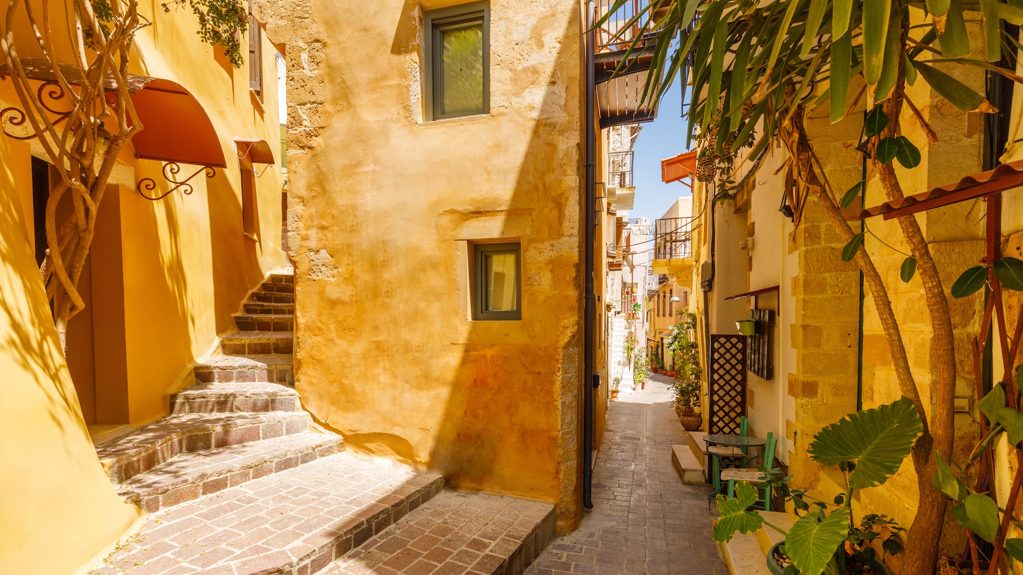 Romatische gasse in der Altstadt von Chania auf Kreta